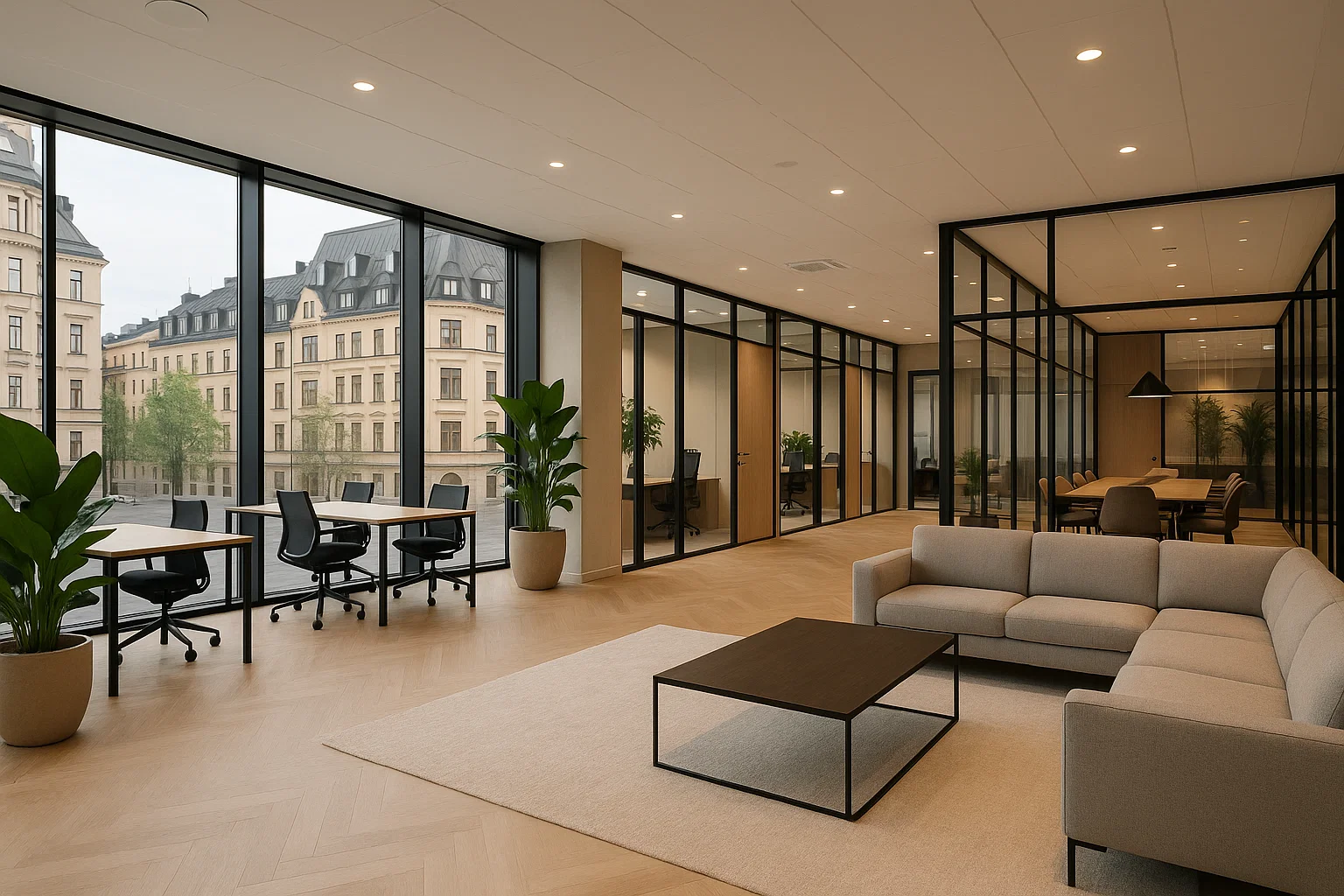 Exklusivt kontorshotell i Stockholm Östermalm med moderna arbetsytor och skandinavisk design.